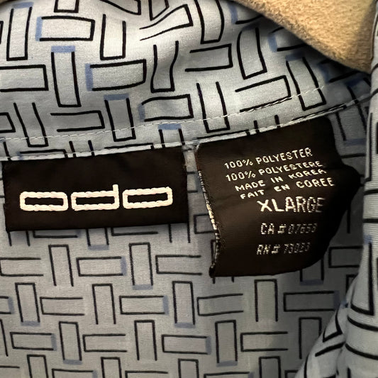 ODO Pale Blue Graphic Print Short Sleeve Button Down Shirt XL Like New