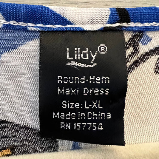 Lildy Multicolor Abstract Floral Print Curved Hem Maxi Dress Size Large/XL Good Condition