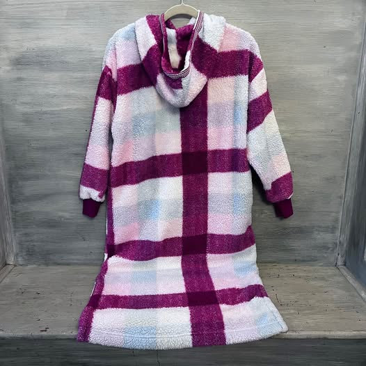 Joyspun Hooded Kangaroo Pocket Sherpa Pullover Night Gown XS Good Condition