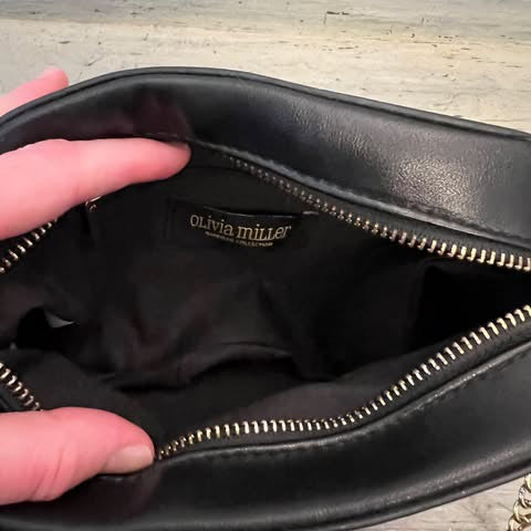 Olivia Miller Emoji Mini Black Faux Leather Crossbody Bag Purse Good Condition