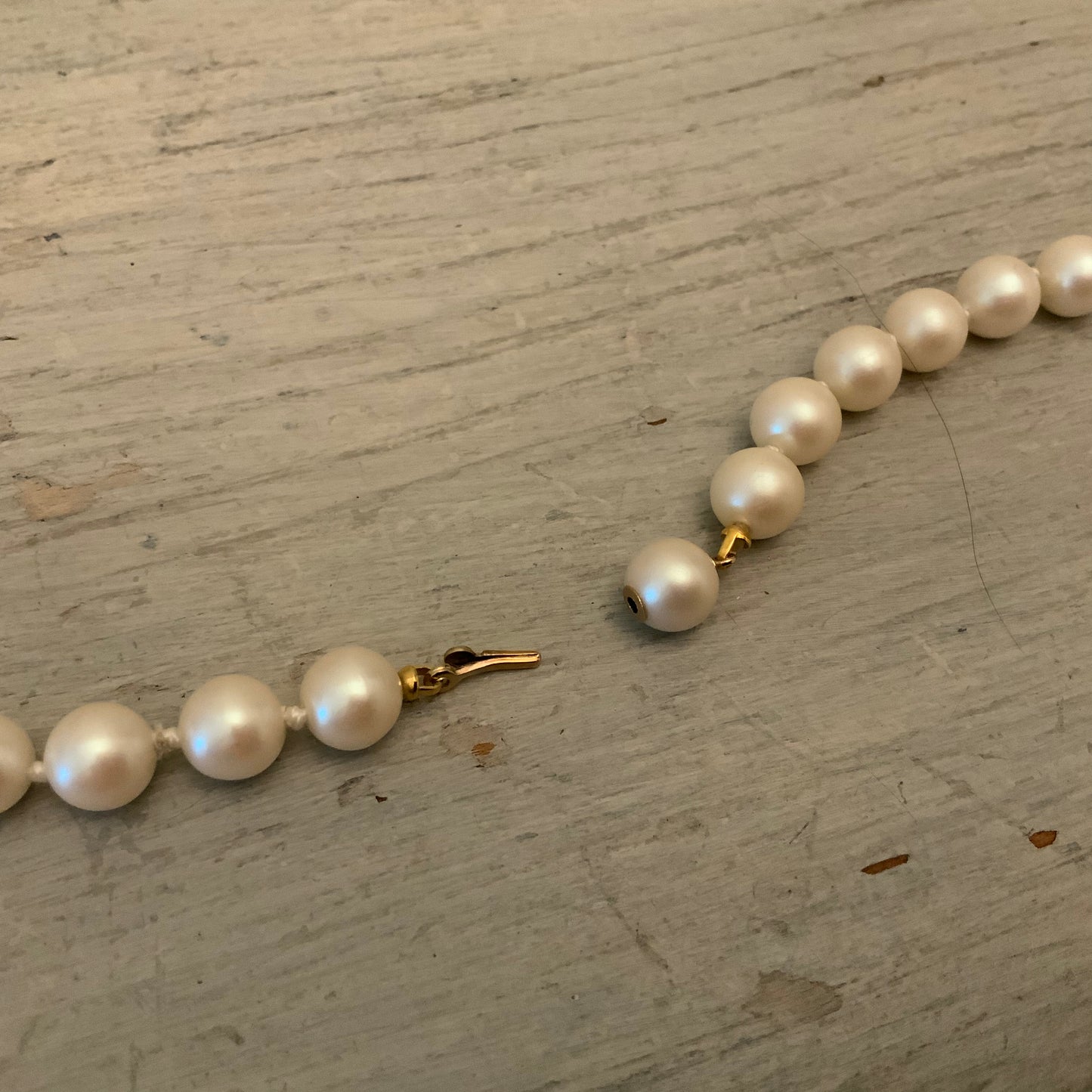Vintage Faux Pearl with Faux Rose Quartz Alternating String Beaded Necklace Good Condition