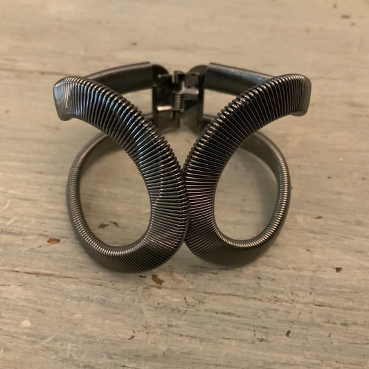 Gunmetal Black Textured Cuff Bracelet with Multifit Hinge Like New