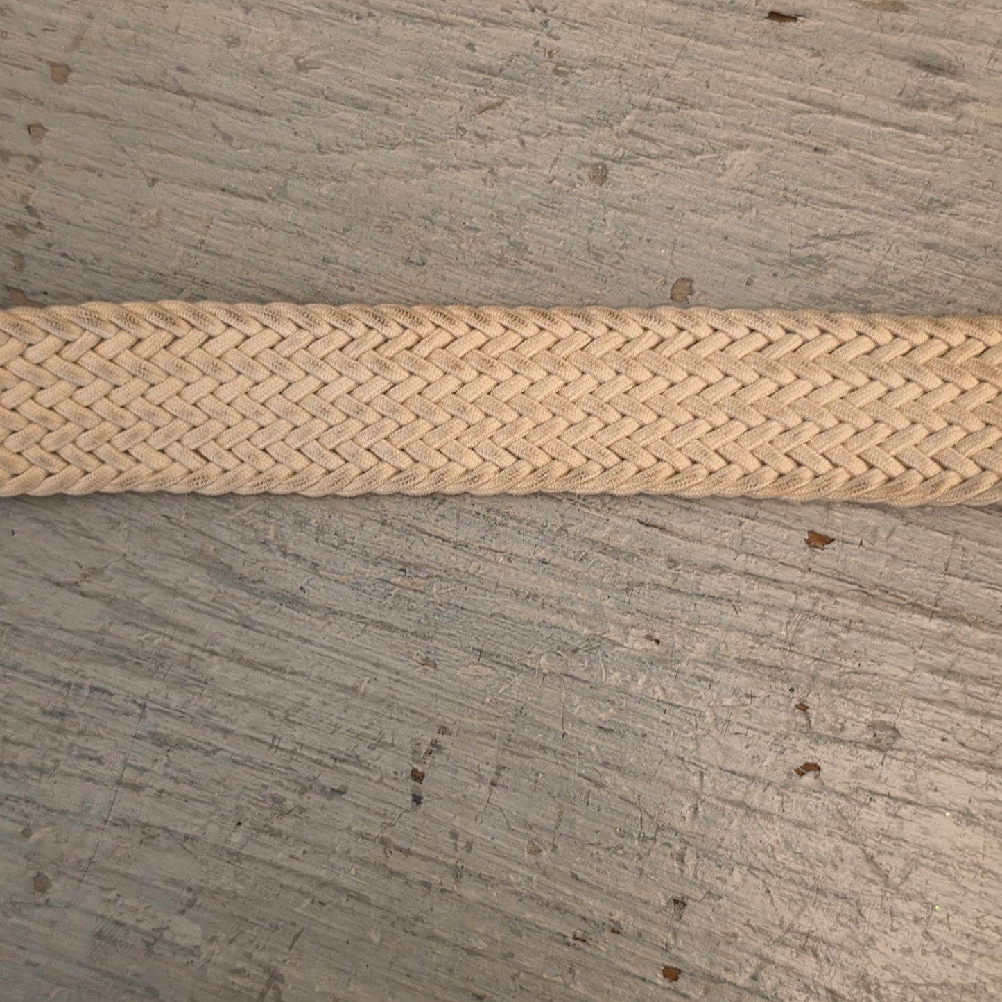 Torino Men's Cream Woven Stretch Belt w/ Brown Leather Trim 47-51" Good Condition