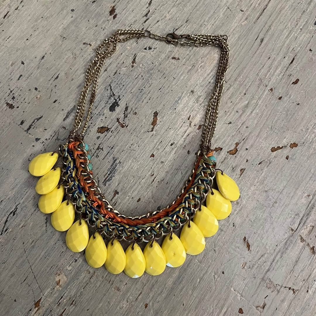 Colorful Multi Layered Chunky Beaded Chain Choker Good Condition