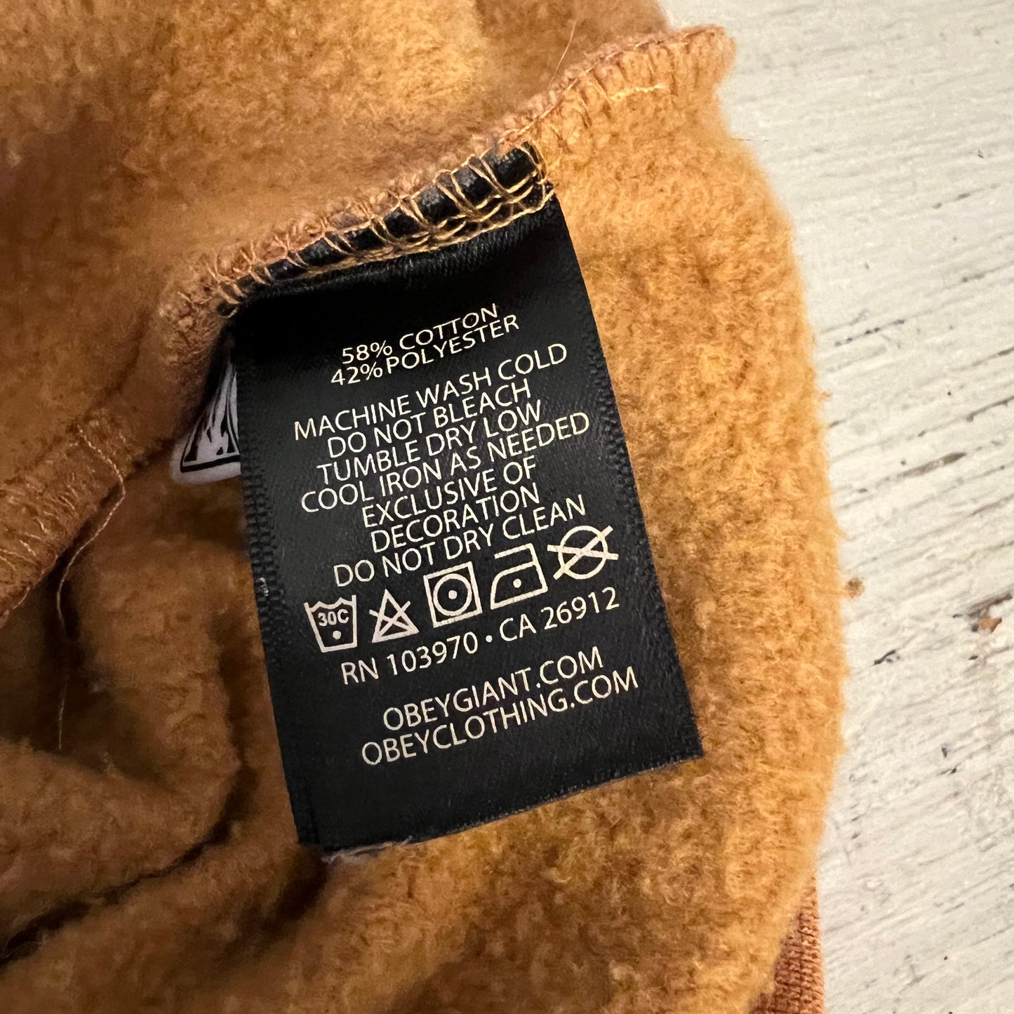Obey Tan “Cosmic Love” Embroidered Hoodie Sweatshirt Size Small Good Condition