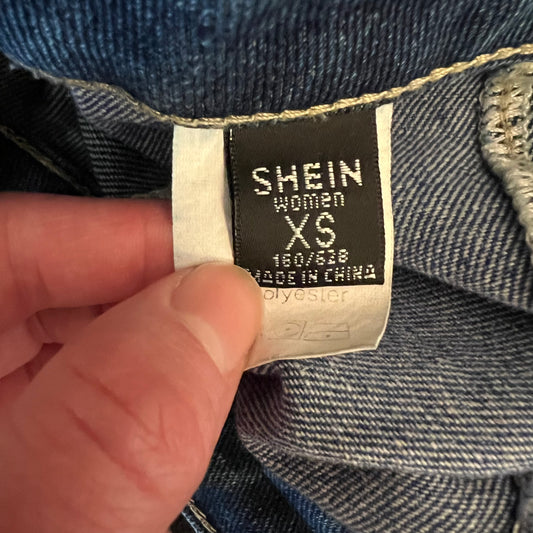 SHEIN Patchwork Denim Button Fly Fashion Jeans XS Like New