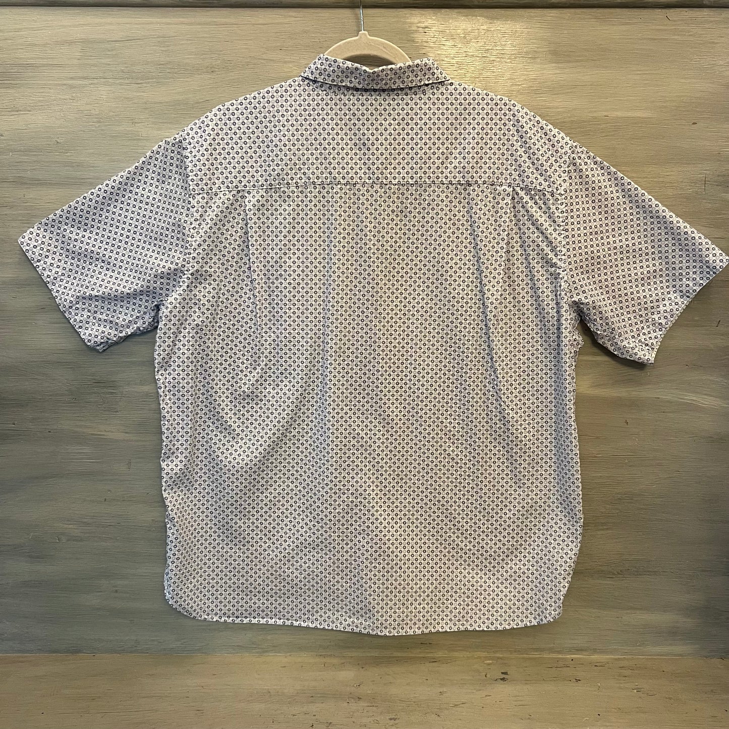 Moda Campia Moda Navy Pale Blue Dot Print Button Down Short Sleeve Shirt XL Like New