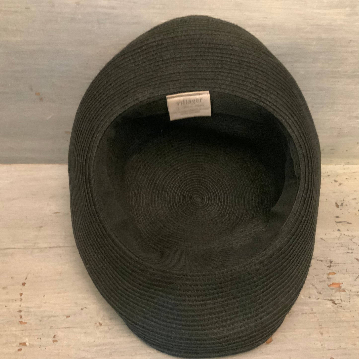 Vintage Liz Claiborne Black Wood Bead Band Sun Hat OS Good Condition