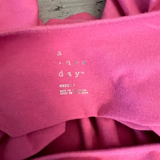 a new day Magenta Oversize Puff Sleeve Crew Neck Blouse Size Medium Good Condition