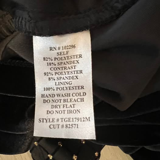 Connected Apparel Elegant Black Velvet Rhinestone Flare Sleeve Dress Size 4 New with Tag