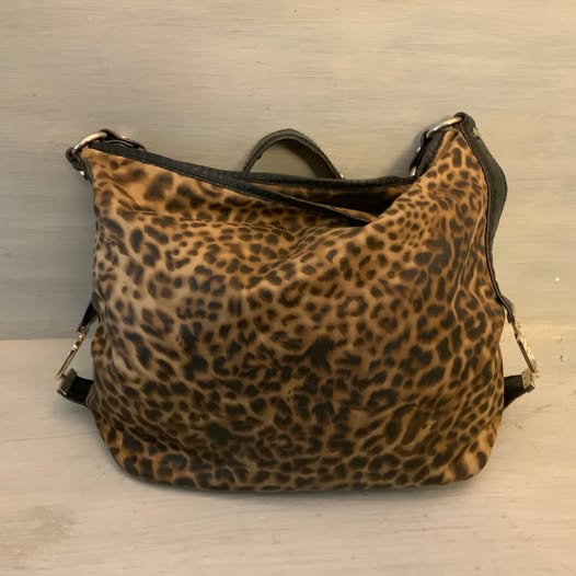 Vintage Dana Buchman Faux Alligator Leather Leopard Print Shoulder Bag Purse Like New