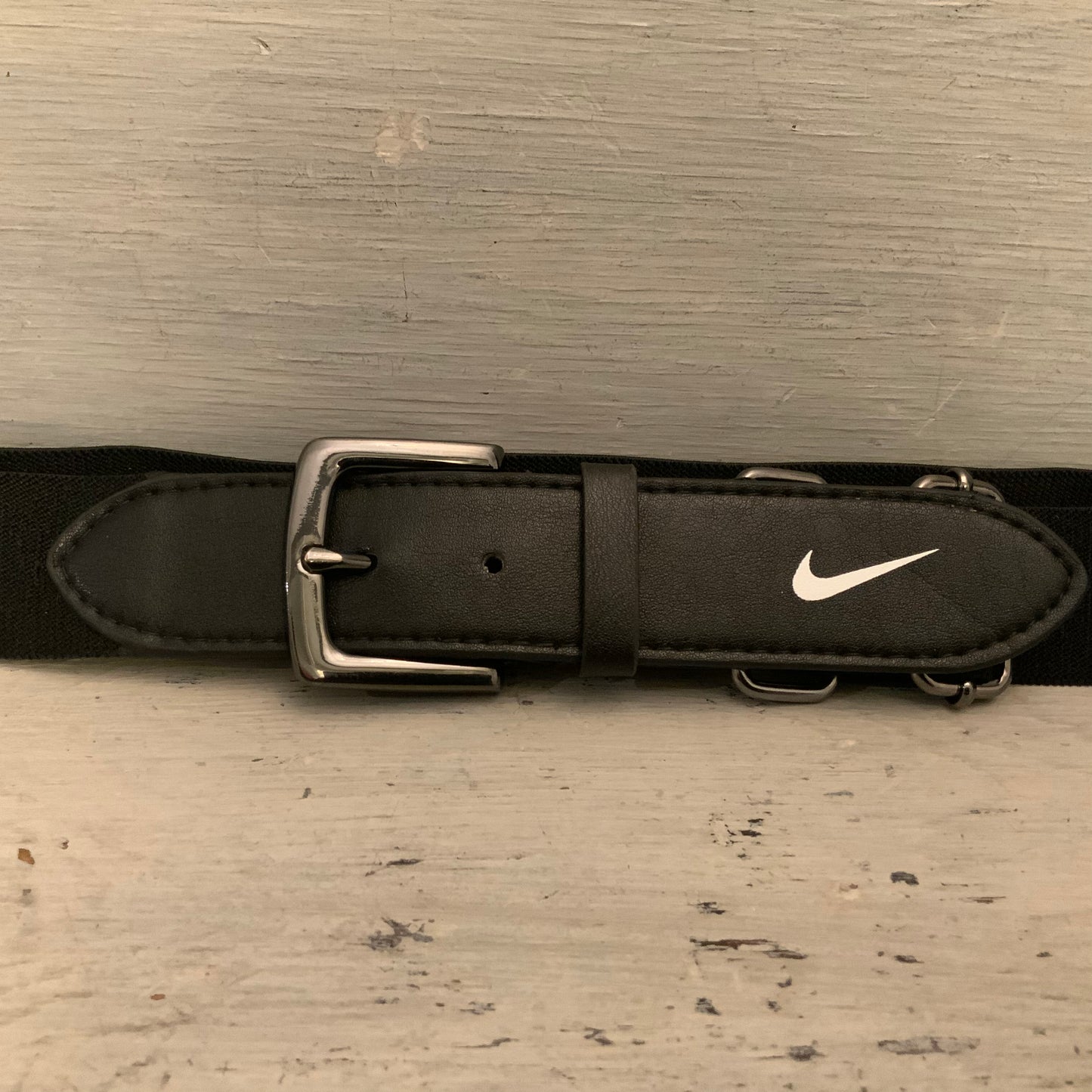 Nike Black Faux Leather Elastic Adjustable Fit Belt Like New