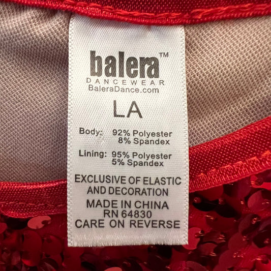 Balera Dance Wear Red Sequined Open Razor Back Tank Top Large Good Condition