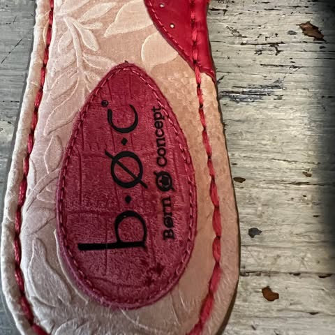 B.o.c Born Concept Red Genuine Leather Upper Slip On Sandals Size 7 Like New