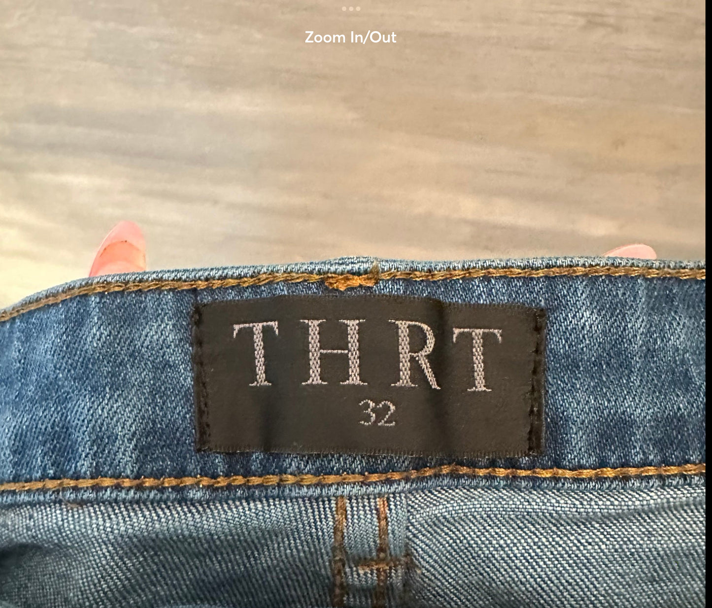 THRT 98% Cotton Jeans Graphic Design Ripped Knee Good Condition