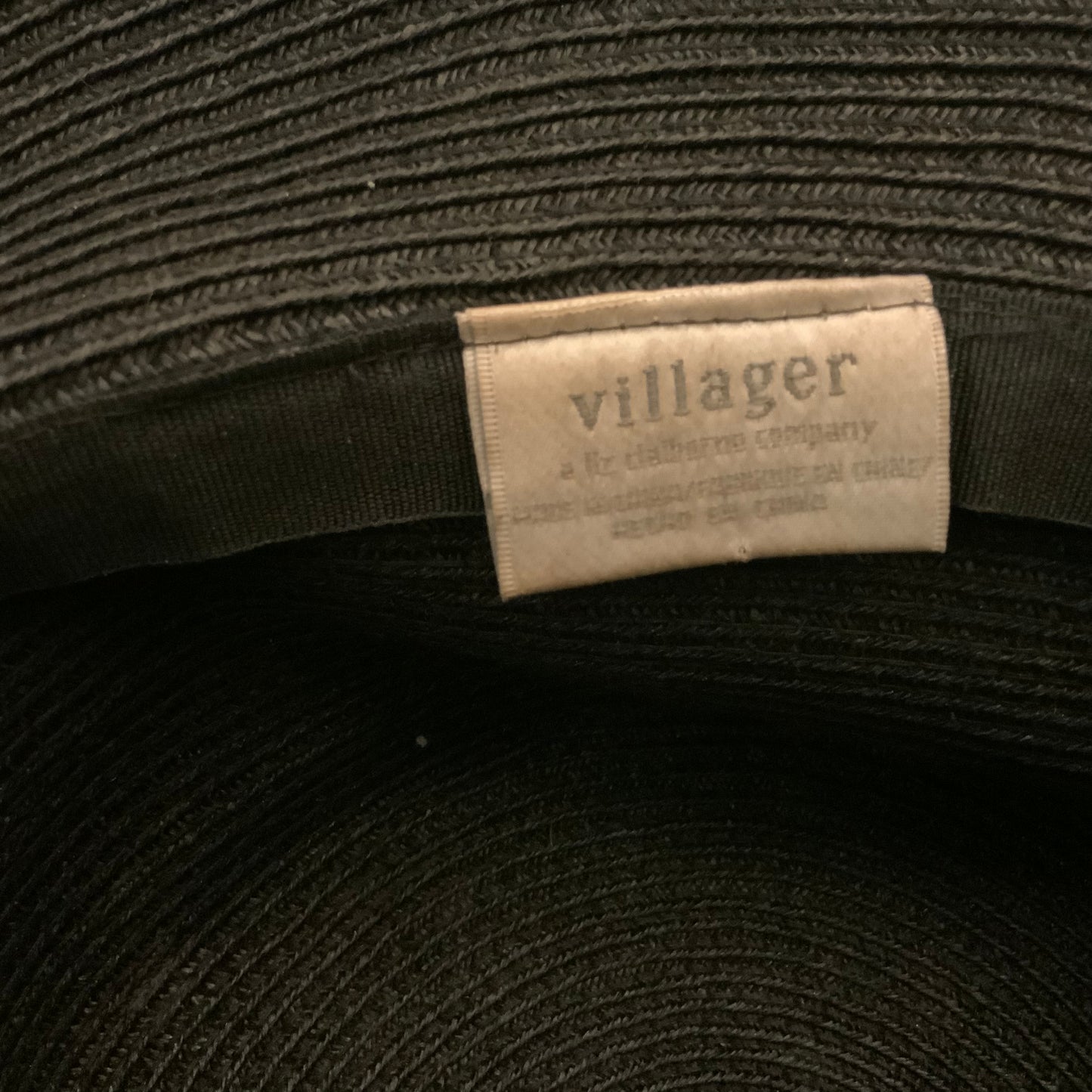 Vintage Liz Claiborne Black Wood Bead Band Sun Hat OS Good Condition