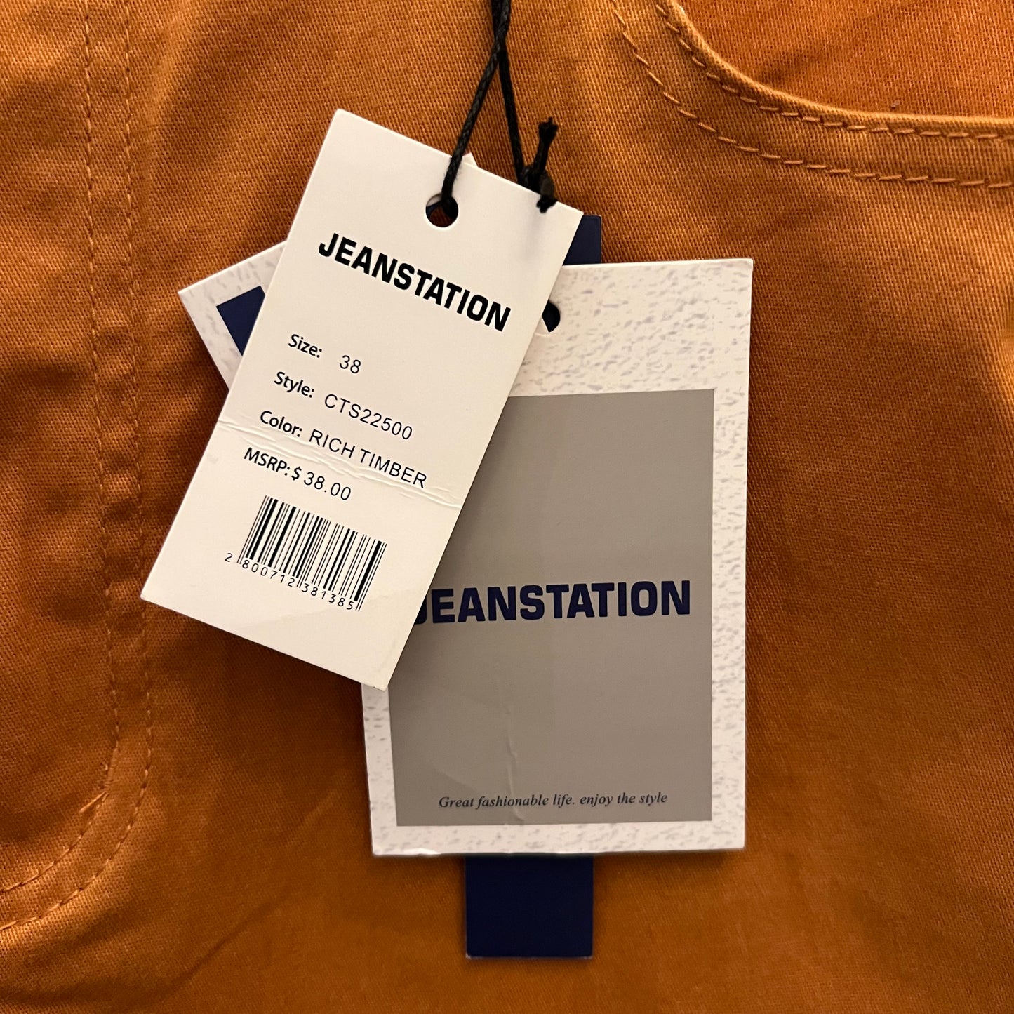 Jeanstation Camel Flat Front Chino Shorts Size 38 New with Tag