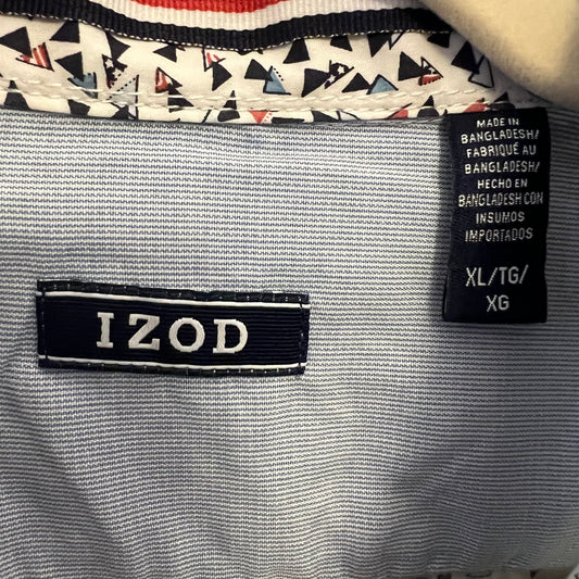 IZOD Triangle Confetti Print Short Sleeve Buttons Down Shirt XL Like New