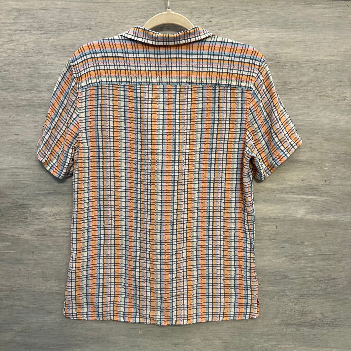 Goodfellow Pastel Check Short Sleeve Button Down Shirt Small Like New