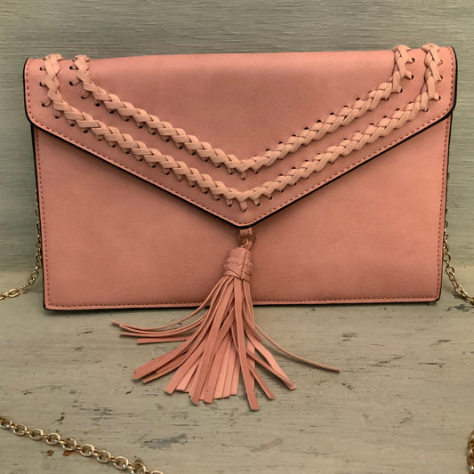 Blush Pink Faux Leather Crossbody Bag Purse Good Condition