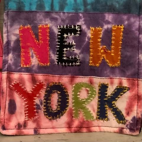 New York Multicolor Tie Die 100% Cotton Fabric Crossbody Bag Purse Like New