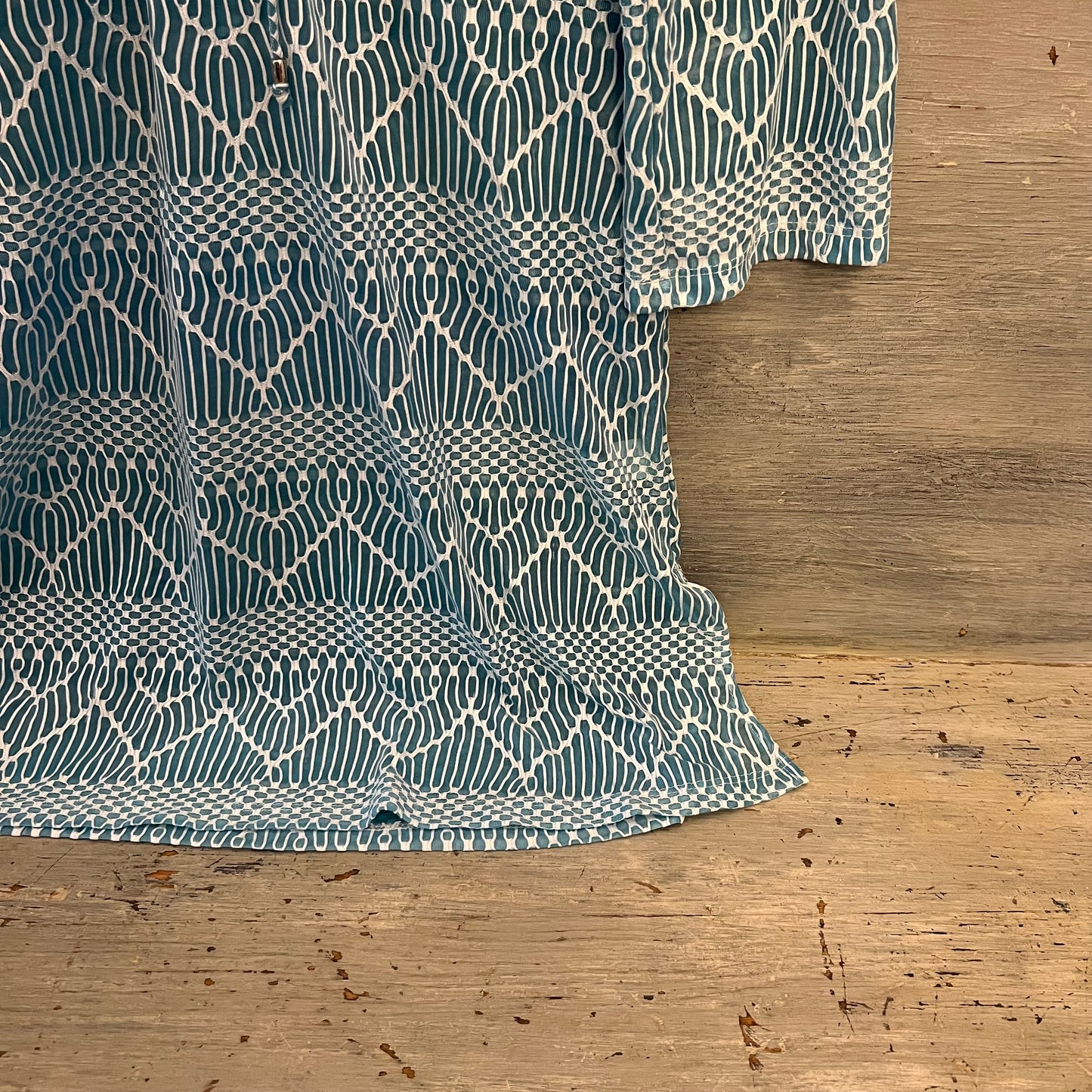 Porto Cruz Blue Ombré 3/4 Sleeve Lace Up Tunic Cover Up XL New with Tag