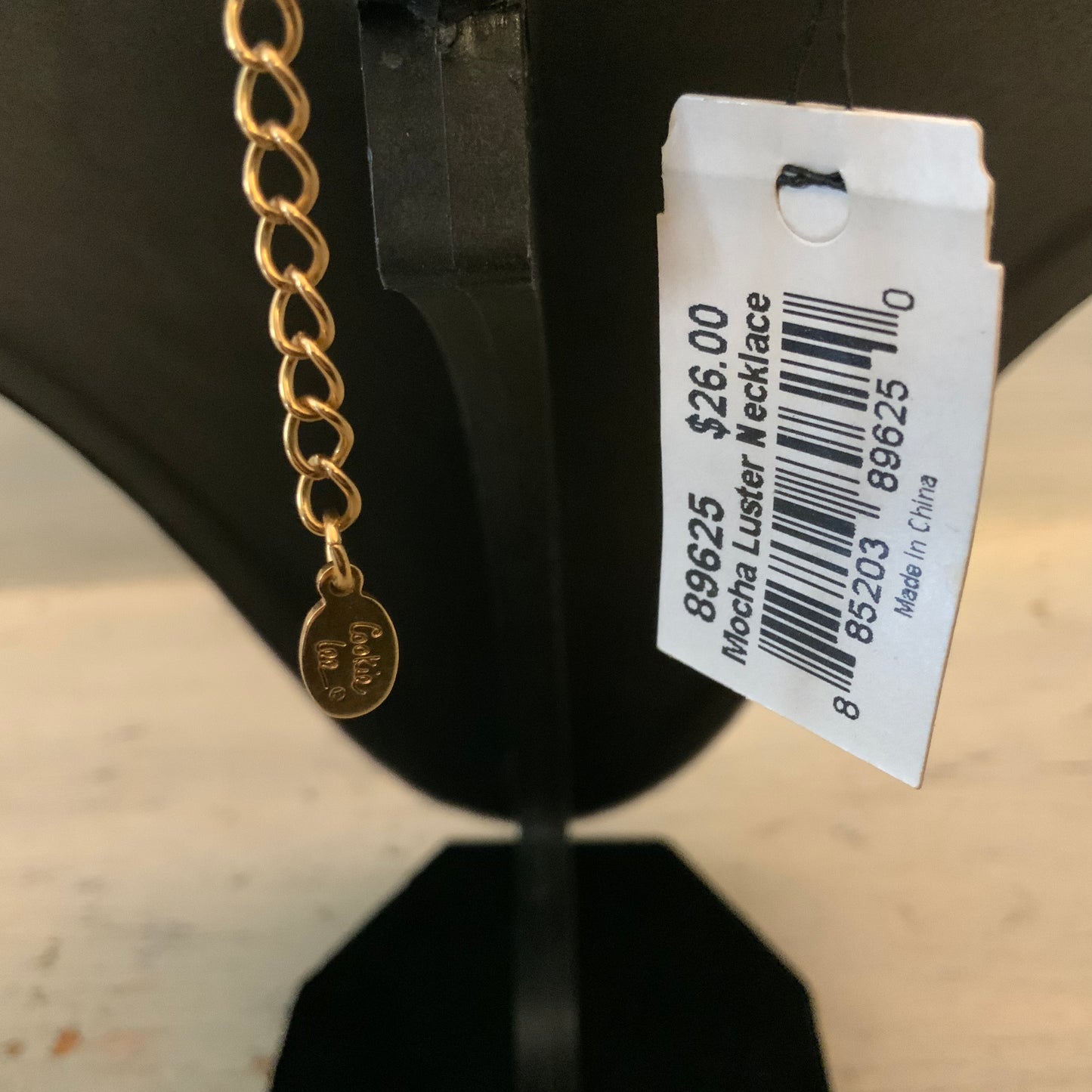 Cookie Lee Mocha Luster Faux Amber Beaded Gold Chain Pendant Necklace New with Tags