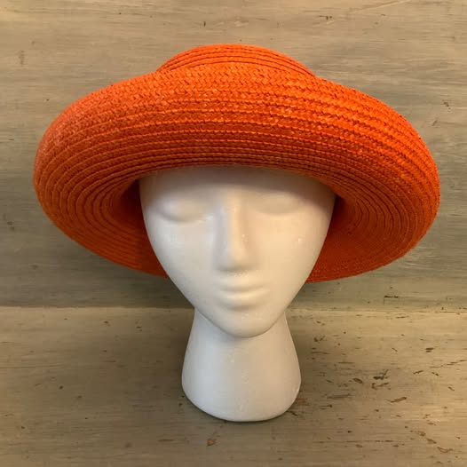 Women’s Orange 100% Straw Bowler Hat One Size Good Condition