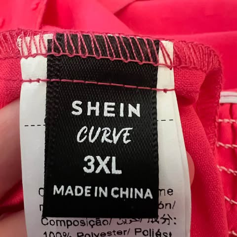 SHEIN Curve Hot Pink Swiss Dot BabyDoll Peasant Blouse Size 3XL Good Condition