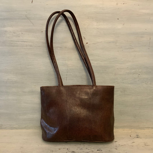 Bueno Brown Faux Leather Snakeskin Shoulder Bag Purse Good Condition