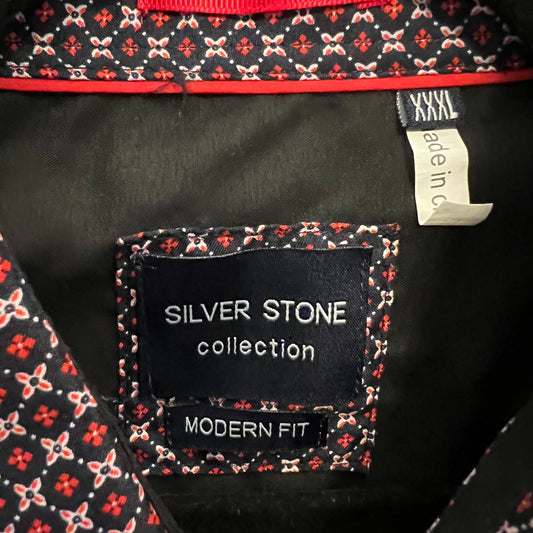 SilverStone Collection Geometric Floral Motif Print Button Down Dress Shirt 3X Like New