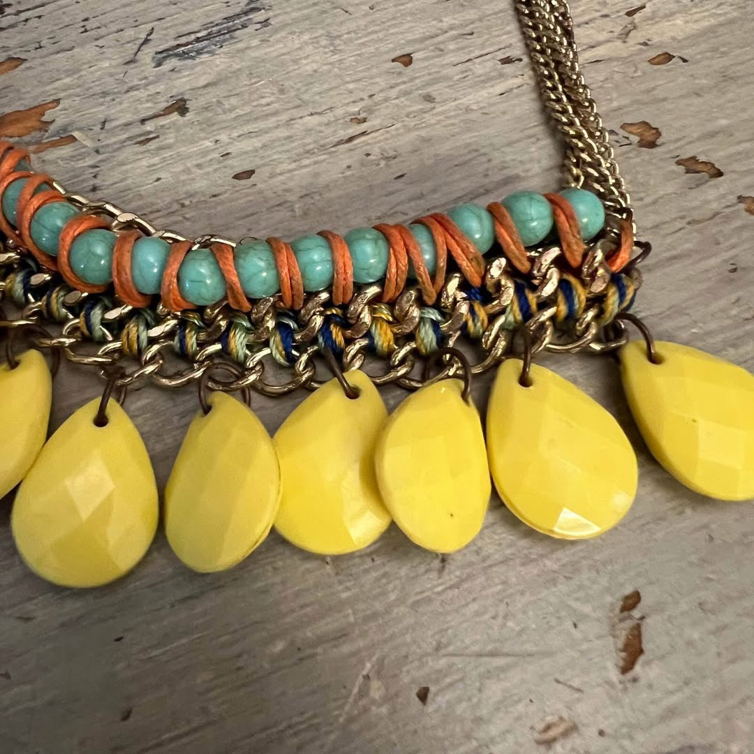 Colorful Multi Layered Chunky Beaded Chain Choker Good Condition