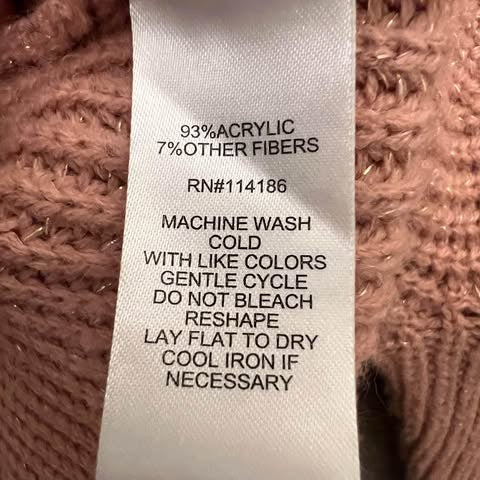 89th + Madison Snap Cowl Neck 3/4 Sleeve Curved Hem Sweater Size S/P Good Condition