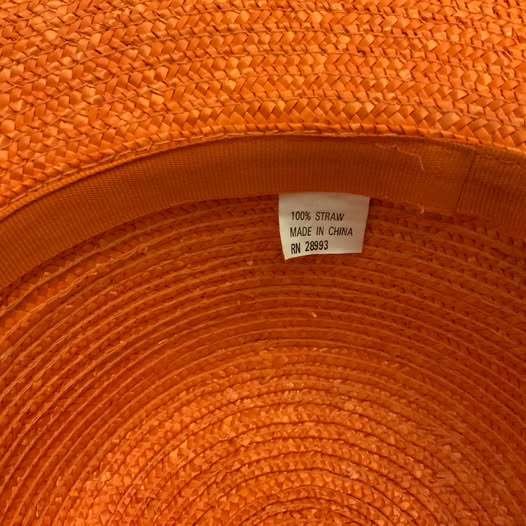 Women’s Orange 100% Straw Bowler Hat One Size Good Condition