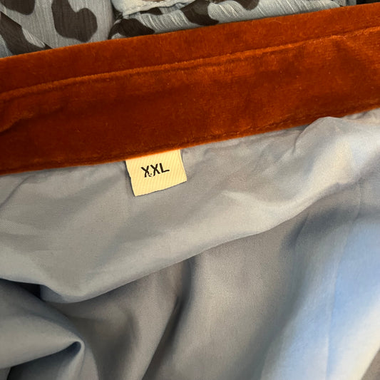 Blue Leopard Print Faux Brown Suede Button Down Maxi Dress Size 2XL Like New