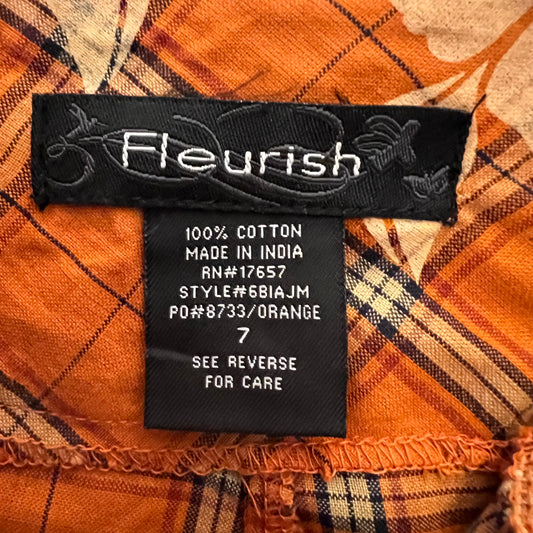 Fleurish 100% Cotton Tropical Plaid Bermuda Shorts Size 7 New with Tags