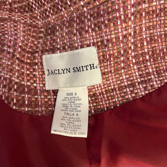 Vintage Jaclyn Smith Pink Multicolor Faux Tweed Blazer Coat Jacket Size 8 Good Condition