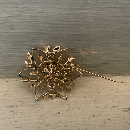 Vintage Sarah Coventry Gold Tone Floral Filigree Brooch Pin Good Condition