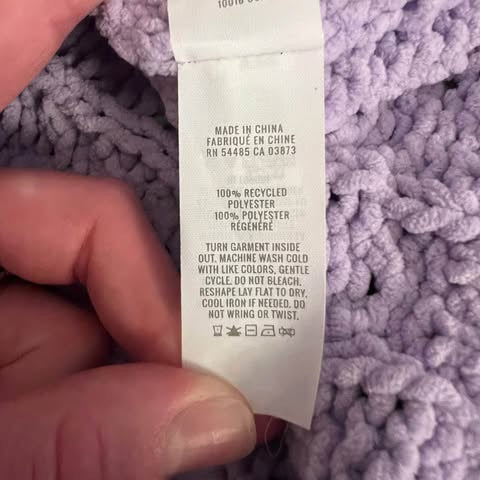 Aerie Lilac Purple Oversized Velour Cable Knit Pullover Size S/P Good Condition