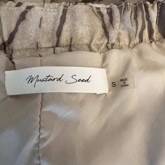 Mustard Seed Beige Tan Zebra Print Puff Sleeve Baby Doll Mini Dress Size Small Like New