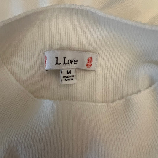 L. Love Cream Knit Turtleneck Cap Sleeve Sweater Size Medium Good Condition