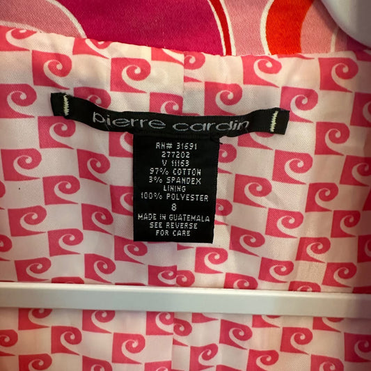 Vintage Pierre Cardin Colorful Floral Print Mod Blazer Coat Jacket Size 8 Like New
