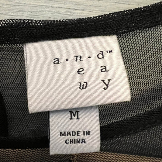 a new day Colorful Embroidered Flower Sheer Black Cropped Blouse Medium Like New