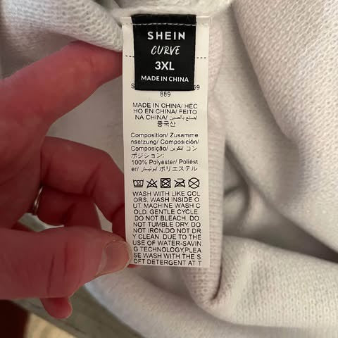SHEIN Curve Sage Green Large Abstract Hibiscus Flower Crew Neck Sweater Size 3XL New without Tags