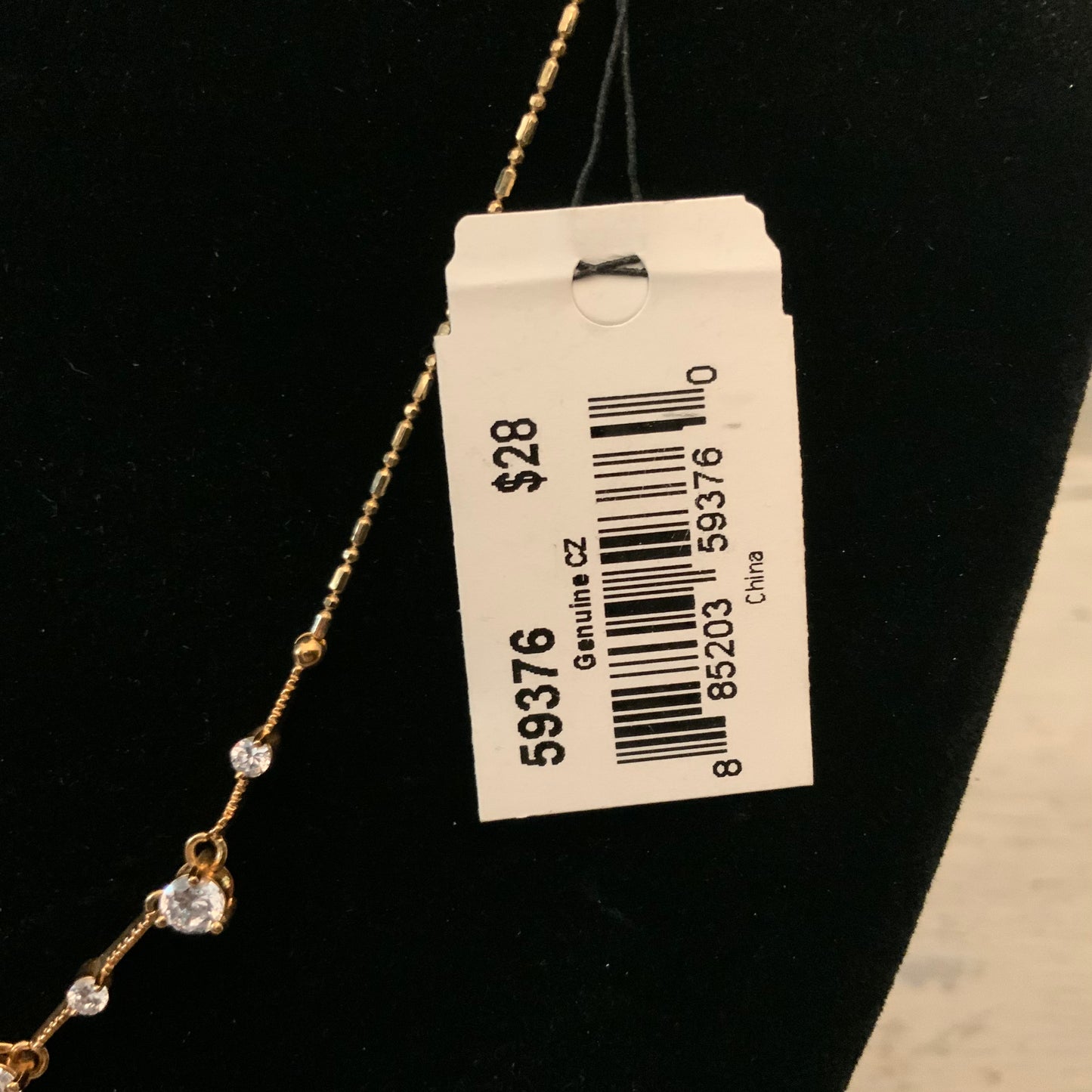 Cookie Lee Teardrop Rhinestone Delicate Faux Gold Chain Rhinestone Necklace New