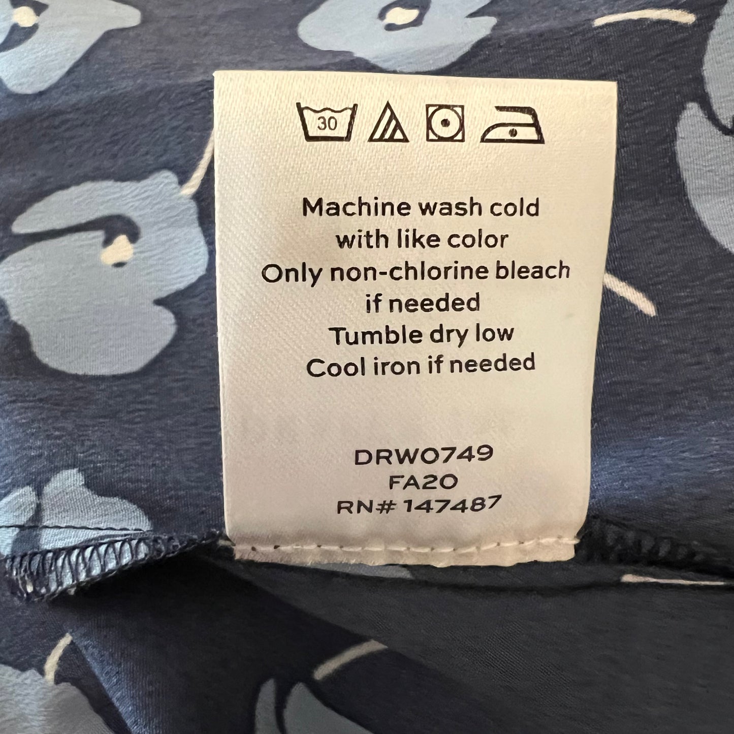 Draper James Blue Floral Print Tie Waist Button Down Knee Length Shirt Dress Size 8 Good Condition