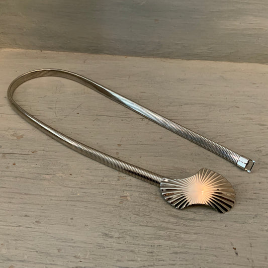 Vintage Silver Metal Stretch Cinch Waist Belt 24”-28” Good Condition