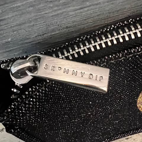 Skinny Dip Black Shimmer Rhinestone Smiley Face Shoulder Bag Purse Like New