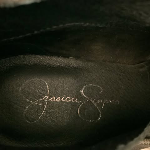 Jessica Simpson Black Suede Wedge Booties Size 5 Good Condition