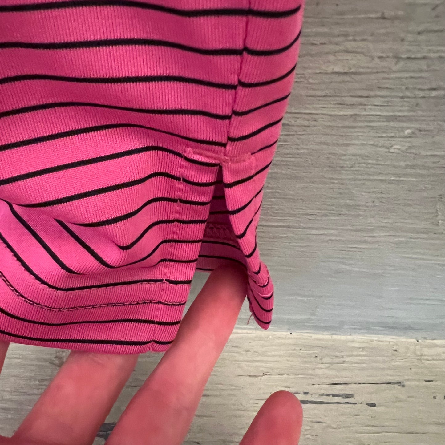 PGA Tour Hot Pink Black Stripe Polo Golf Shirt Medium Like New